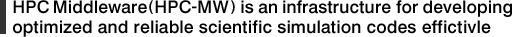 HPC Middleware (HPC-MW)is an infrastructure for developing optimized and reliable scientific simulation codes effictivle