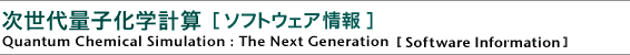 次世代量子化学計算 ［ソフトウェア情報］
Quantum Chemical Simulation:The Next Generation
［Software Information］