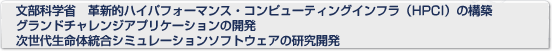 文部科学省　革新的ハイパフォーマンス・コンピューティングインフラ（HPCI）の構築　グランドチャレンジアプリケーションの開発　次世代生命体統合シミュレーションソフトウェアの研究開発」